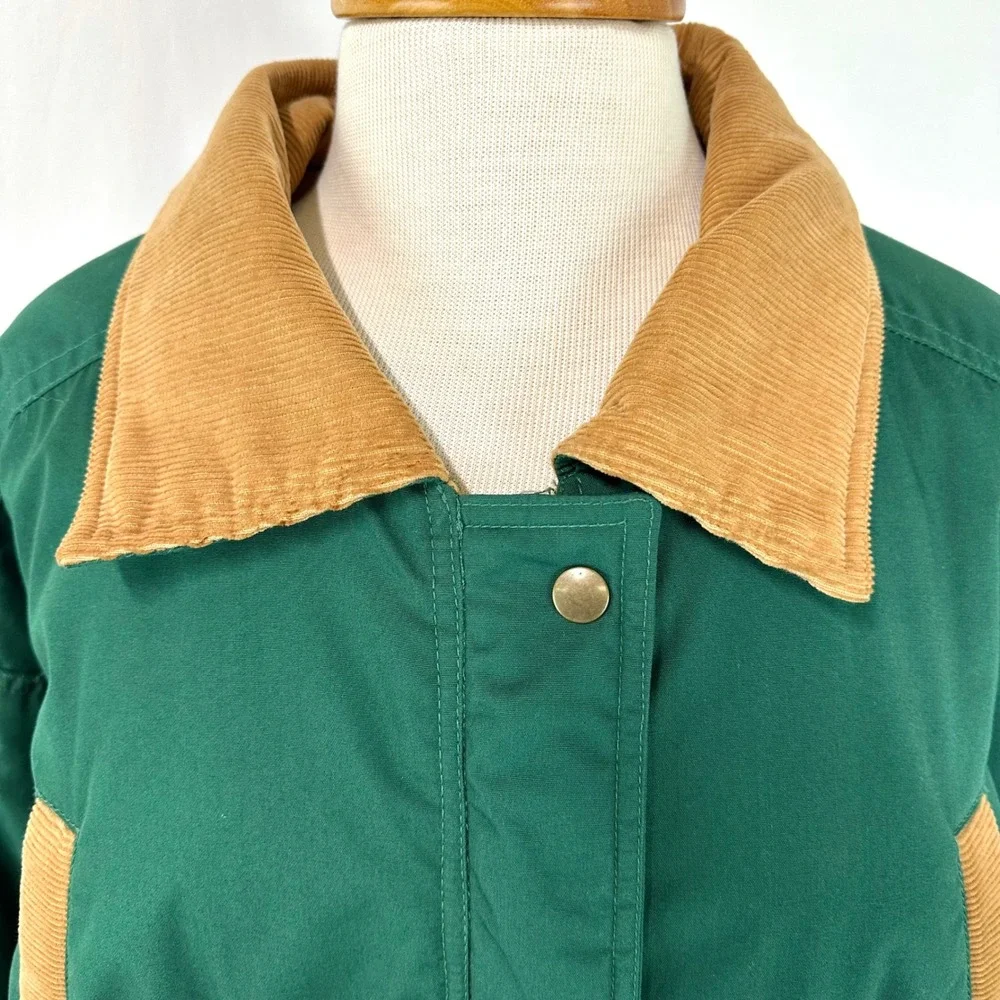 CABIN CREEK Vintage‎ Green Corduroy Collar Barn Jacket Chore Coat Women's M